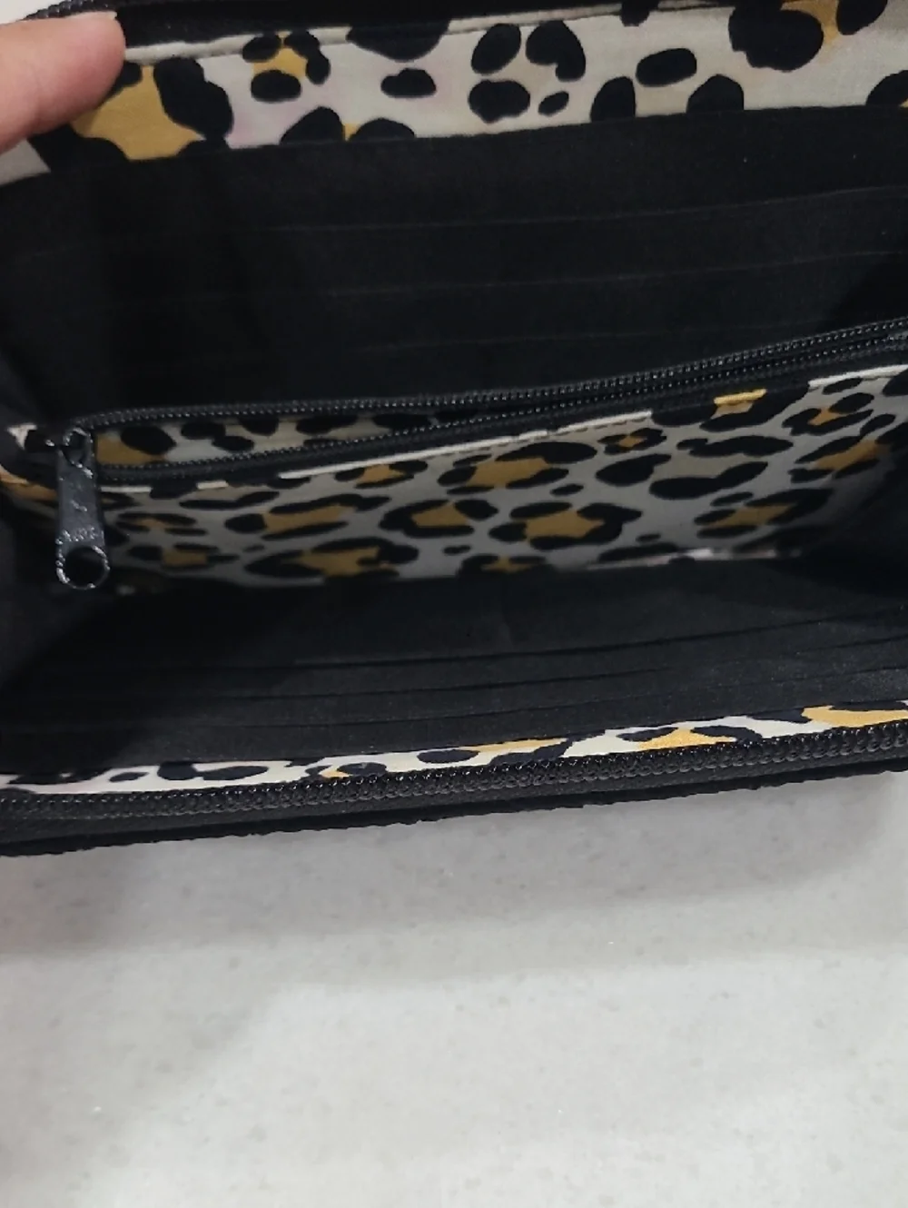 Vera Bradley Black Quilted Zip-Around Wallet with Logo Plate